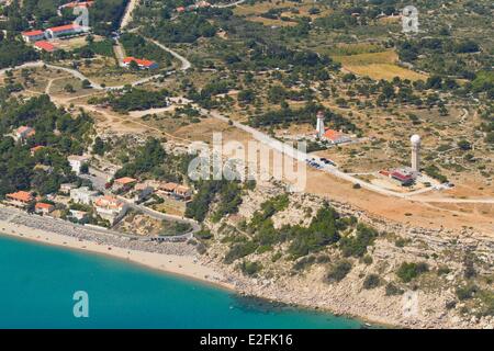 France, Aude, Corbières, Cap Leucate (vue aérienne) Banque D'Images