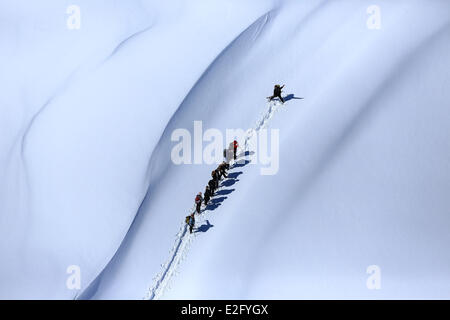 France Hautes Alpes Vars Les Claux ski Pointe de Chatelret raquette (vue aérienne) Banque D'Images