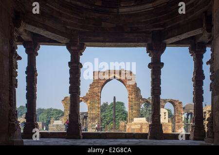 Inde Delhi Qutb Minar site répertorié au Patrimoine Mondial de l'UNESCO Banque D'Images