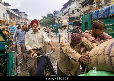 L'Inde Old Delhi le quartier animé de Chandni Chowk Banque D'Images