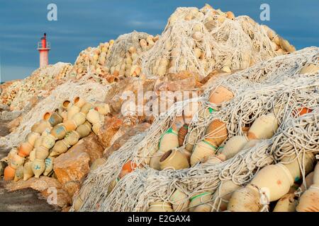 Tunisie Djerba Houmt Souk pots de la pêche au port Banque D'Images