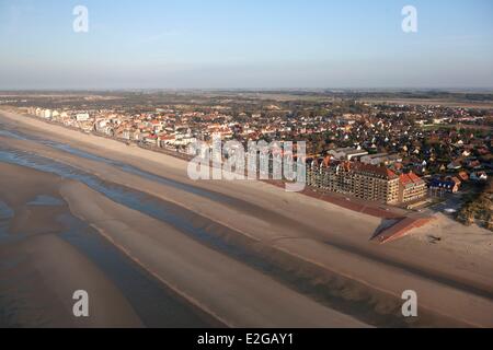 France Nord Bray Dunes villas front de mer (vue aérienne) Banque D'Images