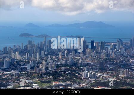 Panama Panama City skyscrapers (vue aérienne) Banque D'Images