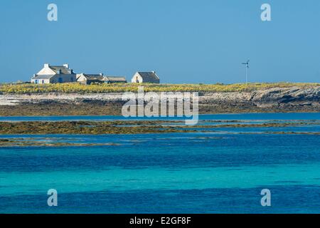 France Finistère Le Conquet ferme sur l'île de Quemenes en archipel de Molene Banque D'Images