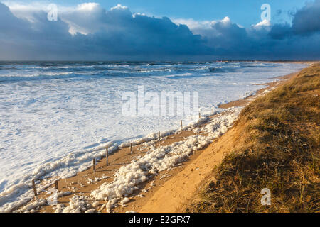 France Vendee Bretignolles sur mer plage Les dunes plage vagues vagues érodant dune Banque D'Images