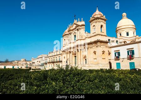 Italie Sicile Noto baroque ville inscrite au Patrimoine Mondial de l'UNESCO Cathédrale San Nicolo (Duomo ou cathédrale Saint-Nicolas) Banque D'Images