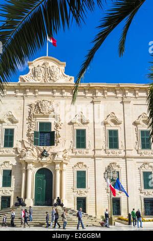 La Valletta Malte classés au Patrimoine Mondial par l'UNESCO L'Auberge de Castille Leon et le Portugal abrite des bureaux du Premier Ministre Banque D'Images