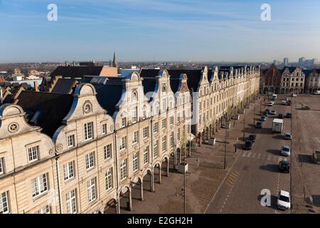 France Pas de Calais Arras Grand Place de maisons de style baroque flamand (vue aérienne) Banque D'Images