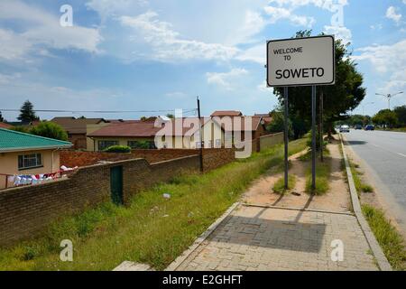 L'Afrique du Sud la province de Gauteng Johannesburg Soweto Soweto road sign Banque D'Images