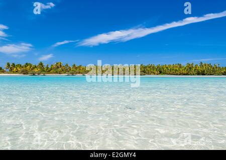 L'île de Aitutaki Lagoon Cook Islands beach de l'île un pied aussi appelé Tapuaetai atoll Banque D'Images