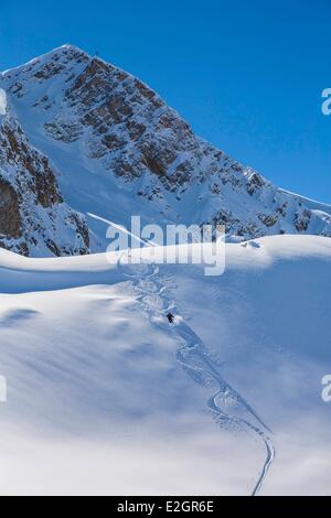 France Savoie Massif de la Vanoise Meribel ski de Courchevel depuis le rocher de la Loze Banque D'Images