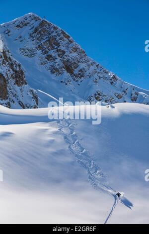 France Savoie Massif de la Vanoise Meribel ski de Courchevel depuis le rocher de la Loze Banque D'Images