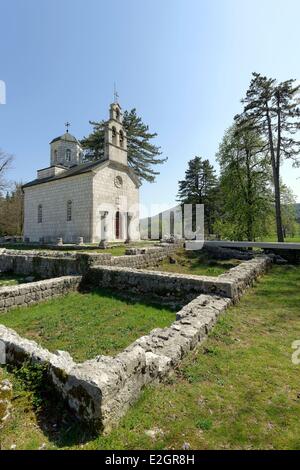 Montagnes du Nord de la ville de Cetinje Monténégro Crnojevici église de la Nativité de la Vierge Banque D'Images