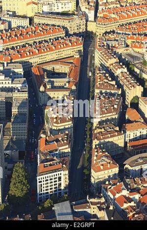 France Bouches du Rhône Marseille capitale européenne de la culture 2013 zone Euroméditerranée Belsunce quartier rue Colbert place Sadi Carnot en arrière-plan (vue aérienne) Banque D'Images