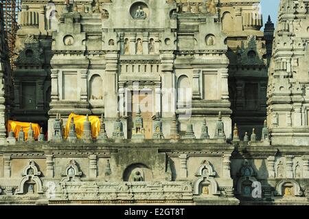 L'Inde dans l'état du Bihar Bodhgaya inscrite au Patrimoine Mondial de l'UNESCO (complexe du Temple de la Mahabodhi Temple Grand Réveil) temple bouddhiste où Siddhartha Gautama Bouddha atteint l'illumination Banque D'Images