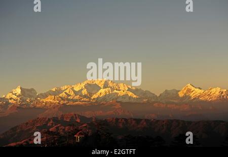 L'État du Bengale-Occidental en Inde le Parc National de Singalila Sandakfu sur Kangchenjunga vue Banque D'Images