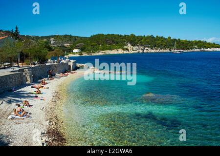 L'île de Paxos Paxi Grèce mer plage près de Gaios city Banque D'Images