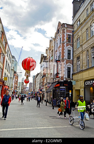 Coin de Gerrard Street, Chinatown, West End, Londres, Angleterre, Royaume-Uni Banque D'Images