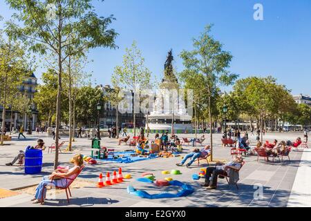 France Paris Place de la République rénovée en 2013 Banque D'Images