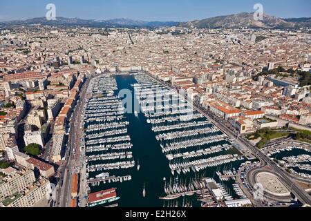 France Bouches du Rhône Marseille capitale européenne de la culture 2013 1er et 2e arrondissement Vieux Port) et de l'artisanat (vue aérienne) Banque D'Images