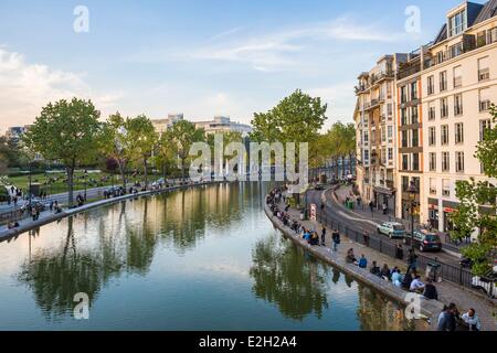 France Paris Canal Saint Martin Banque D'Images