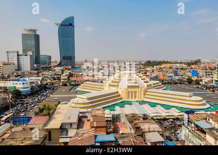 Cambodge Phnom Penh Psar Thmei ou marché central situé à un immeuble Art Déco Banque D'Images