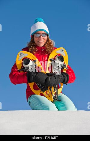 France Isère Chamrousse femme sports d'hiver Banque D'Images