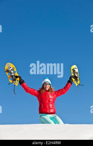 France Isère Chamrousse femme sports d'hiver Banque D'Images