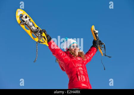 France Isère Chamrousse femme sports d'hiver Banque D'Images