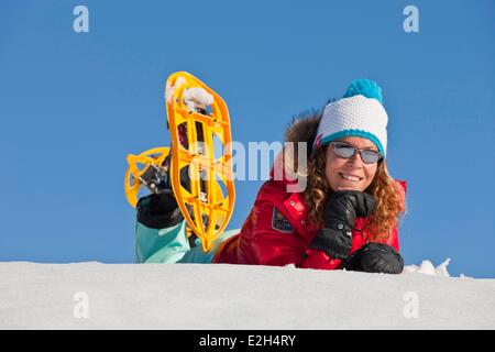 France Isère Chamrousse femme sports d'hiver Banque D'Images