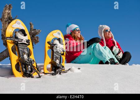 France Isère Chamrousse femmes sports d'hiver Banque D'Images