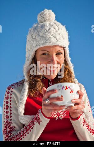 France Isère Chamrousse femme sports d'hiver Banque D'Images