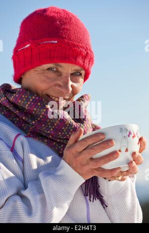 France Isère Chamrousse femme sports d'hiver Banque D'Images