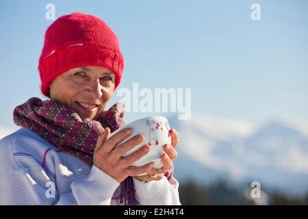 France Isère Chamrousse femme sports d'hiver Banque D'Images