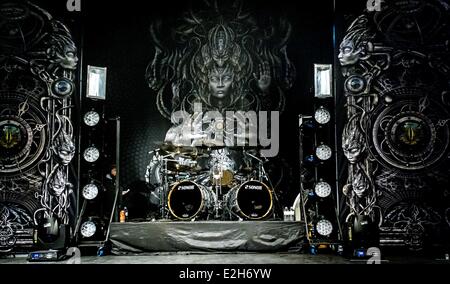 Toronto, Ontario, Canada. 19 Juin, 2014. Groupe de metal extrême suédois Meshuggah srage setup à Sound Academy de Toronto. Crédit : Igor/Vidyashev ZUMAPRESS.com/Alamy Live News Banque D'Images