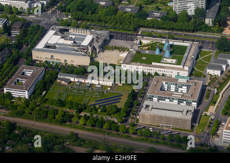 L'Art et Hall d'exposition de la République fédérale d'Allemagne, Bundeskunsthalle, vue aérienne, Bonn, Rhénanie Banque D'Images