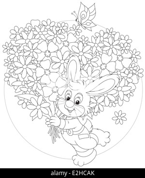Bunny avec des fleurs Banque D'Images