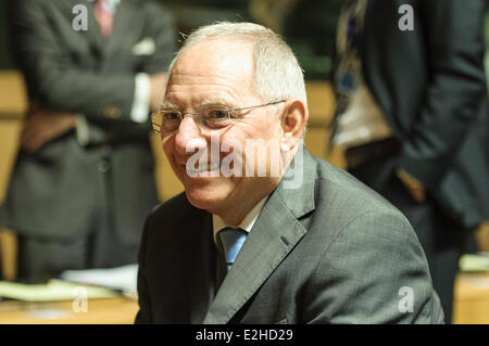 Luxembourg, Luxembourg, Lux. 20 Juin, 2014. Le ministre allemand des Finances, Wolfgang Schauble au cours de la réunion des ministres ECOFIN au Conseil européen à Luxembourg le siège de crédit : Wiktor Dabkowski 20.06.2014/ZUMAPRESS.com/Alamy Live News Banque D'Images