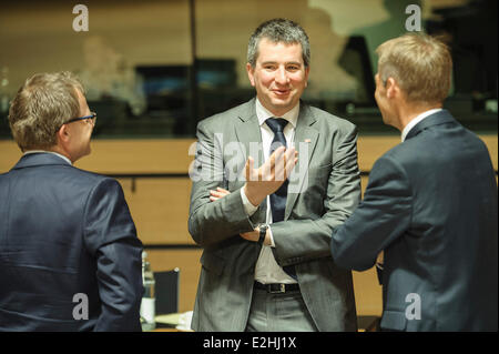 Le Luxembourg. 20 Juin, 2014. Le ministre des Finances polonais Mateusz Szczurek durant la réunion des ministres des finances du Conseil ECOFIN au Conseil européen siège à Luxembourg. Photo : afp/Alamy Live News Banque D'Images