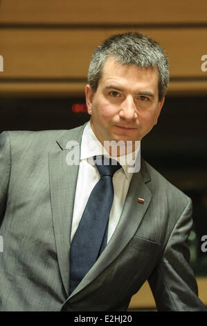 Le Luxembourg. 20 Juin, 2014. Le ministre des Finances polonais Mateusz Szczurek durant la réunion des ministres des finances du Conseil ECOFIN au Conseil européen siège à Luxembourg. Photo : afp/Alamy Live News Banque D'Images