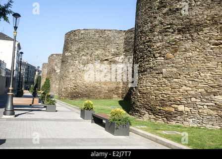 La Galice, Lugo, Espagne murs romains. Banque D'Images