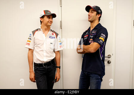 Spielberg, en Autriche. 20 Juin, 2014. Sport Automobile : Championnat du Monde de Formule 1 de la FIA 2014, Grand Prix d'Autriche, # 21 Esteban Gutierrez (MEX, Sauber F1 Team), # 3 Daniel Ricciardo (AUS, Infiniti Red Bull Racing), Crédit photo : dpa alliance/Alamy Live News Banque D'Images