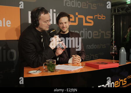 Knut Elstermann et Franz Dinda à radio eins RBB allemand montrent Berlinale Nighttalk au 63e Festival International du Film de Berlin (Berlinale) - au cinéma au Cinemaxx Potsdamer Platz à Mitte. Où : Berlin, Allemagne Quand : 13 févr. 2013 Banque D'Images