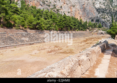 Au stade le sanctuaire d'Apollon à Delphes, Grèce. Banque D'Images