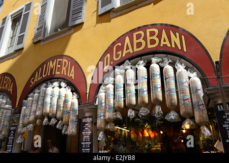 Suisse Lugano la vente Charcuterie Gabbani salame saucisses et salaisons Banque D'Images