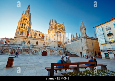 Cathédrale Sainte-Marie de Burgos. La place de San Fernando. Castille et Leon. Espagne Banque D'Images