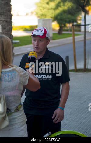 Joey Kelly à partir d'un 360 km FreeCross tour de l'île des Baléares vers 20h00 dans le cadre d'une campagne de charité Sportler Helfen. Playa de Palma, Espagne - 07.08.2013 Quand : 19 août 2013 Banque D'Images