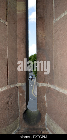 Un arrowslit dans le mur romain autour de Chester Banque D'Images