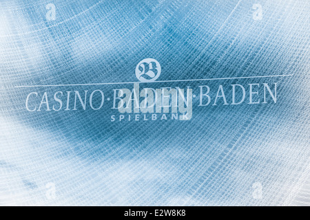 Lettrage sur une fenêtre de la baden-baden casino : Casino De baden-baden, baden-baden Baden-Württemberg, Allemagne, Banque D'Images