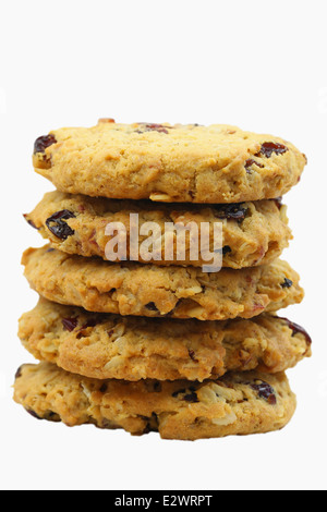 Pile de cookies croustillants isolated on white Banque D'Images